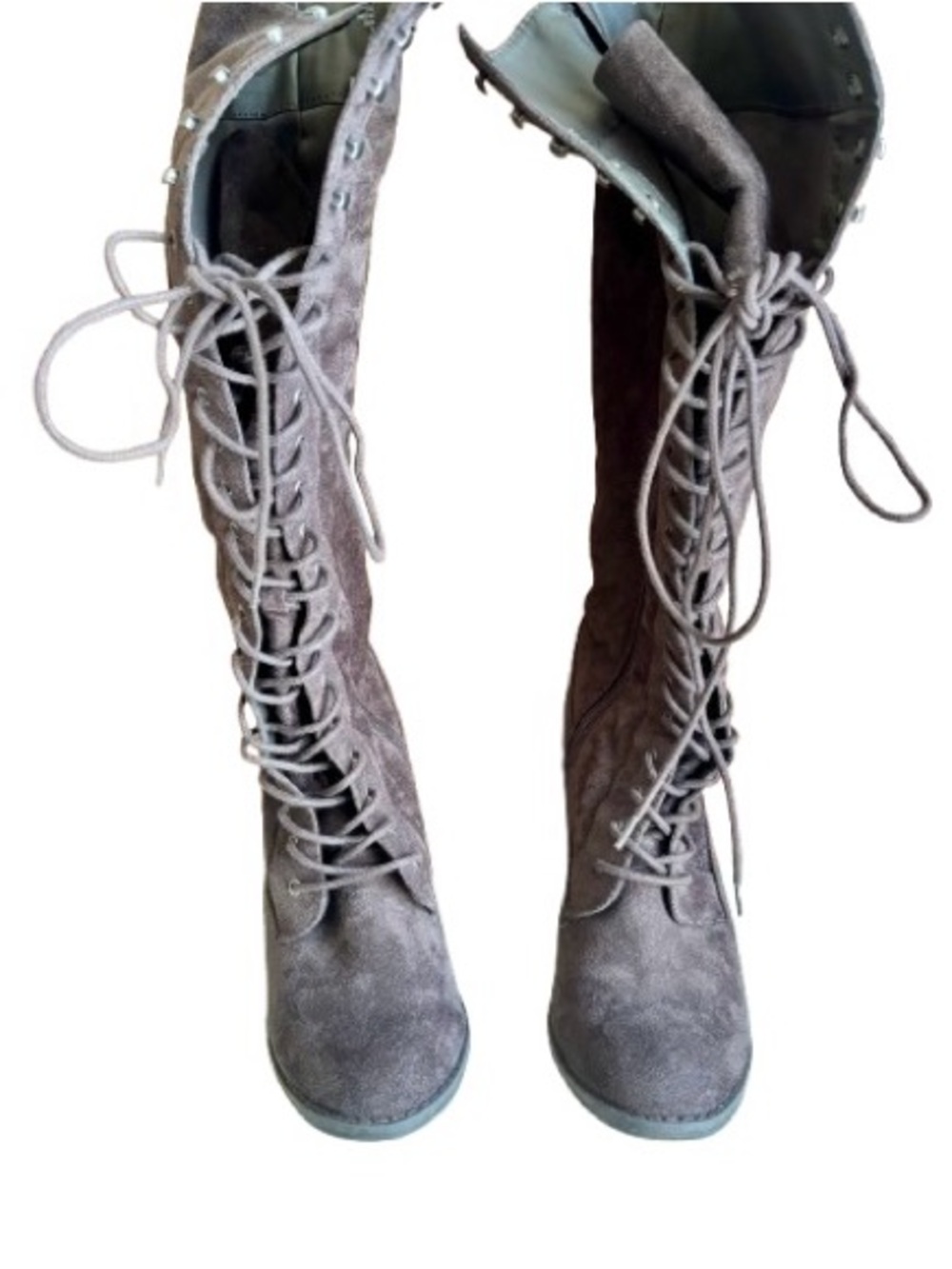 Cottagecore Boho Women's Tall Lace-Up Suede Boots - Brown Size 9.5